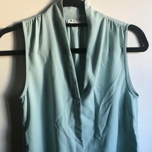 Reiss pale turquoise short sleeve blouse